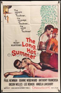 8p595 LONG, HOT SUMMER 1sh '58 Paul Newman, Joanne Woodward, Faulkner directed by Martin Ritt!