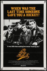 8p601 LORDS OF FLATBUSH 1sh R77 cool portrait of Fonzie, Rocky, & Perry as greasers in leather!