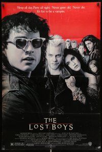 8p602 LOST BOYS 1sh '87 Kiefer Sutherland, teen vampires, directed by Joel Schumacher!