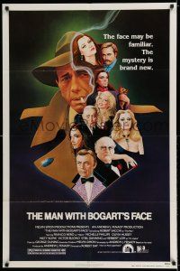 8p627 MAN WITH BOGART'S FACE 1sh '80 Robert Sacchi, Franco Nero, cool Bogey smoking art by Obrero!