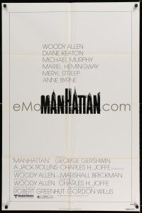 8p629 MANHATTAN 1sh '79 Woody Allen & Diane Keaton, New York City title design by Burt Kleeger!