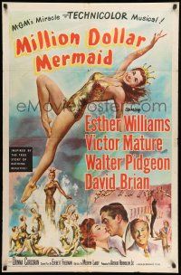 8p647 MILLION DOLLAR MERMAID 1sh '52 sexy swimmer Esther Williams in swimsuit & crown!