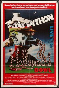 8p659 MONTY PYTHON LIVE AT THE HOLLYWOOD BOWL 1sh '82 great wacky meat grinder image!