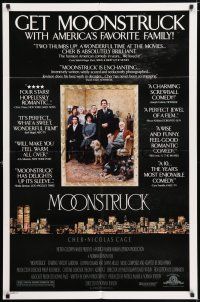 8p664 MOONSTRUCK style C 1sh '87 Nicholas Cage, Olympia Dukakis, Cher, great cast portrait!