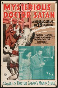 8p684 MYSTERIOUS DOCTOR SATAN chapter 5 1sh '40 masked hero vs. mad scientist serial!
