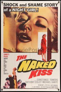 8p686 NAKED KISS 1sh '64 Sam Fuller, many images of sexy bad girl Constance Towers!