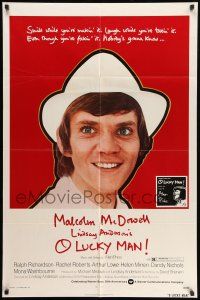 8p702 O LUCKY MAN 1sh '73 great images of Malcolm McDowell, directed by Lindsay Anderson!