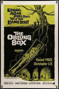 8p703 OBLONG BOX int'l 1sh '69 by director/producer Gordon Hessler, Poe, cool horror art!
