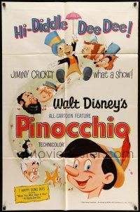 8p727 PINOCCHIO 1sh R71 Disney classic fantasy cartoon about a wooden boy who wants to be real!