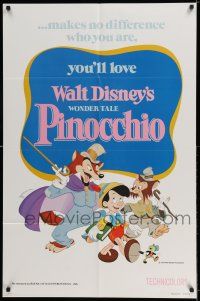 8p728 PINOCCHIO 1sh R78 Disney classic fantasy cartoon about a wooden boy who wants to be real!
