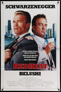 8p760 RED HEAT 1sh '88 great image of cops Arnold Schwarzenegger & James Belushi!