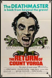 8p763 RETURN OF COUNT YORGA 1sh '71 Robert Quarry, AIP vampires, wild monster art!