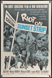 8p770 RIOT ON SUNSET STRIP 1sh '67 hippies with too-tight capris, crazy pot-partygoers!