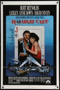 8p780 ROUGH CUT 1sh '80 Burt Reynolds, sexy Lesley-Anne Down, cool playing card artwork!