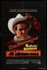 8p786 RUSTLERS' RHAPSODY 1sh '85 cowboy western parody, cool close-up of Tom Berenger!