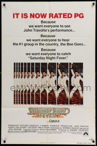 8p796 SATURDAY NIGHT FEVER PG rated 1sh R1979 best image of disco John Travolta & Karen Lynn Gorney!