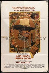 8p817 SHOOTIST 1sh '76 best Richard Amsel artwork of cowboy John Wayne & cast!