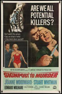 8p821 SIGNPOST TO MURDER 1sh '65 Joanne Woodward, Stuart Whitman, are we all potential killers?