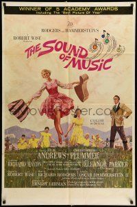 8p847 SOUND OF MUSIC awards 1sh '65 classic Terpning art of Julie Andrews & top cast!