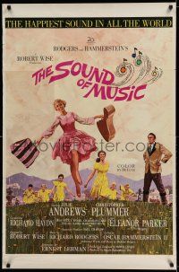 8p848 SOUND OF MUSIC pre-Award 1sh '65 classic Howard Terpning art of Julie Andrews & top cast!