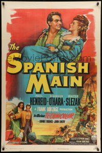 8p849 SPANISH MAIN style A 1sh '45 Maureen O'Hara, Paul Henreid, Walter Slezak, first color RKO!