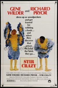 8p870 STIR CRAZY 1sh '80 Gene Wilder & Richard Pryor in chicken suits, directed by Sidney Poitier!