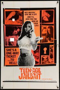 8p900 TEEN-AGE JAILBAIT 1sh '70 give her a lift and she'll give you the ride of your life!