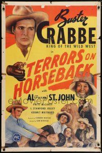 8p906 TERRORS ON HORSEBACK 1sh '46 Buster Crabbe, King of the Wild West, Al Fuzzy St. John
