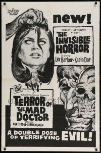 8p907 TESTAMENT OF DR. MABUSE/INVISIBLE DR MABUSE 1sh '66 German horror sci-fi double-bill!