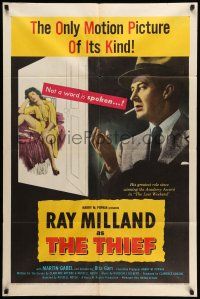 8p911 THIEF 1sh '52 Ray Milland & Rita Gam filmed entirely without any dialogue!