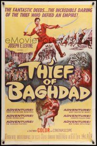 8p913 THIEF OF BAGHDAD 1sh '61 daring Steve Reeves does fantastic deeds & defies an empire!