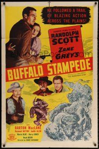 8p923 THUNDERING HERD 1sh R50 Randolph Scott, Judith Allen, Buffalo Stampede!