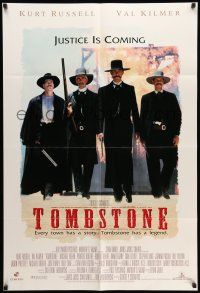 8p932 TOMBSTONE DS 1sh '93 Kurt Russell as Wyatt Earp, Val Kilmer as Doc Holliday