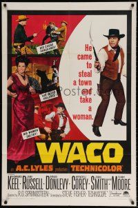 8p962 WACO 1sh '66 Howard Keel came to steal a town & take sexy Jane Russell!