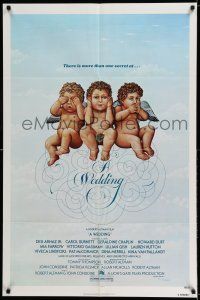 8p968 WEDDING 1sh '78 Robert Altman, artwork of cute cherubs by R. Hess!
