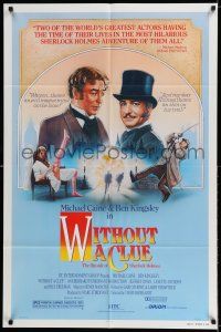 8p980 WITHOUT A CLUE 1sh '88 great artwork of Michael Caine & Ben Kingsley on the case!