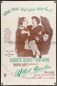 8p981 WITHOUT RESERVATIONS military 1sh R53 art of John Wayne & Claudette Colbert!