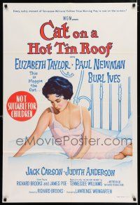 8r363 CAT ON A HOT TIN ROOF Aust 1sh R66 classic artwork of Elizabeth Taylor as Maggie the Cat!