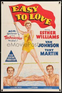 8r368 EASY TO LOVE Aust 1sh '53 sexy swimmer Esther Williams stands on Van Johnson & Tony Martin!
