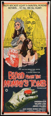 8r666 BLOOD FROM THE MUMMY'S TOMB Aust daybill '72 Hammer, art of sexy women & severed hand!