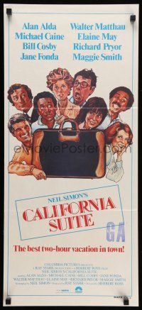 8r683 CALIFORNIA SUITE Aust daybill '78 Alan Alda, Michael Caine, Fonda, all-star cast Drew art!