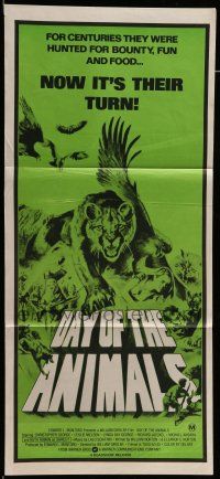 8r713 DAY OF THE ANIMALS Aust daybill '77 wildlife revenge more shocking than The Birds, great art
