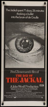 8r714 DAY OF THE JACKAL Aust daybill '73 Fred Zinnemann assassination classic, killer Edward Fox!