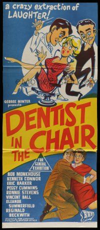 8r720 DENTIST IN THE CHAIR Aust daybill '60 the Carry On Gang, Kenneth Connor, Peggy Cummins!