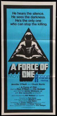 8r754 FORCE OF ONE Aust daybill '78 Chuck Norris is so bad he hears silence & sees darkness!