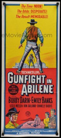 8r778 GUNFIGHT IN ABILENE Aust daybill '67 stone litho of cowboy Bobby Darin in a showdown!