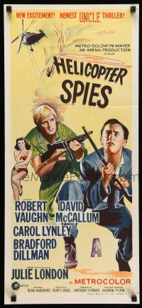 8r788 HELICOPTER SPIES Aust daybill '67 Robert Vaughn, David McCallum, The Man from U.N.C.L.E.!