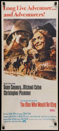 8r840 MAN WHO WOULD BE KING Aust daybill '75 art of Sean Connery & Michael Caine by Tom Jung!