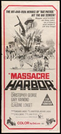 8r844 MASSACRE HARBOR Aust daybill '68 hit & run heroes from TV's Rat Patrol on big screen!