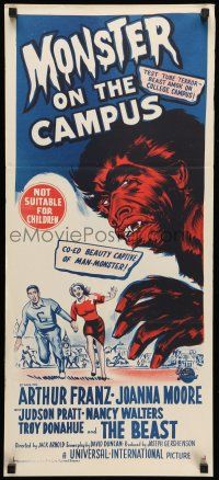 8r848 MONSTER ON THE CAMPUS Aust daybill '58 Jack Arnold, artwork of beast amok at college!